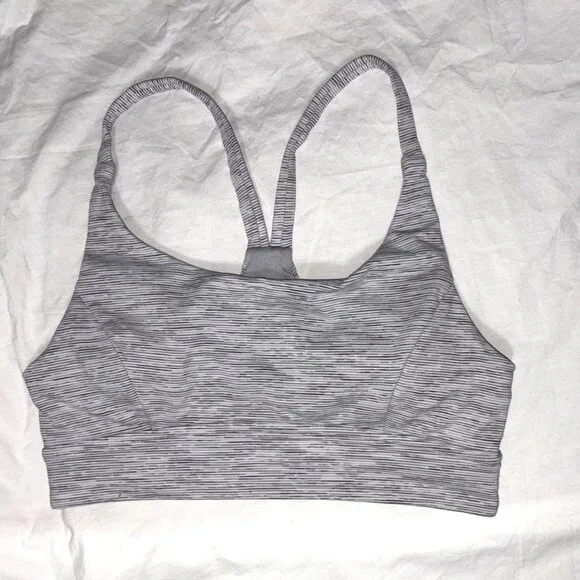 Lululemon Train Times Bra Sports Yoga Gym Activewear Wee Space Grey White Size 4 - Picture 9 of 9